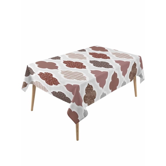 Moroccan Geometric Table Cloth, Waterproof Tablecloth for Rectangle Tables, Vintage Boho Rhombic Pattern Red Gray Reusable Washable Fabric Table Cover for Restaurant Kitchen Dining Tables 60"x120"