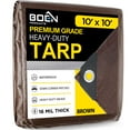thumbnail image 1 of Lona ultra resistente impermeable cubierta grande | Marrón 10' x 10' 16 Mil de espesor | Lonas a prueba de desgarros | Material de tejido grueso resistente a los rayos UV, ideal para toldo de lona, ​​, 1 of 5