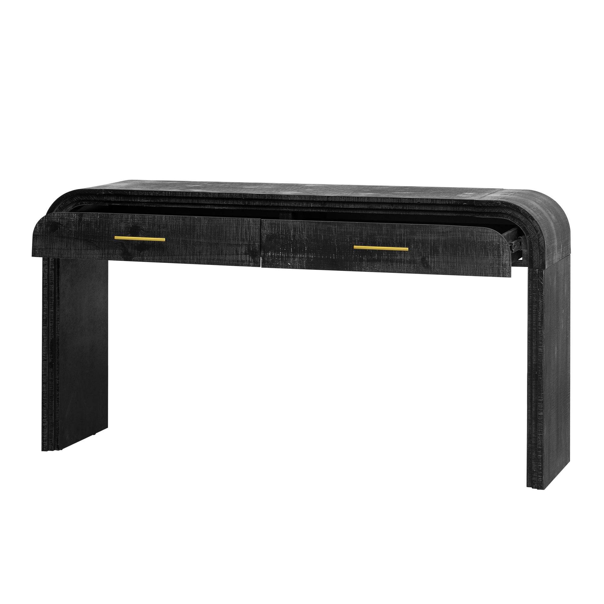 Aukfa 59" Console Table with 2 Drawers, Retro Entryway Table with Storage, Narrow Long Sofa Table for Living Room, Hallway, Foyer - Antique Black