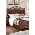 thumbnail image 3 of Miekor Furniture Formal Traditional Dark Cherry Color 1pc California King Size Bed Tufted Faux Leather Headboard Footboard Bedframe 82696, 3 of 7