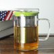 thumbnail image 3 of Taza de té de vidrio de 350 ml con infusor de acero inoxidable, transparente, para el hogar y la oficina (verde), 3 of 7