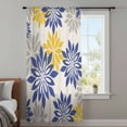 thumbnail image 3 of Geometric Flower Sheer Curtains 63 Inches Long, Vintage Country Floral Blue Yellow on Linen Light Filering Curtains, Breathable Simi Curtain Privacy Drapes for Living Room Bedroom Window Treatment, 3 of 9