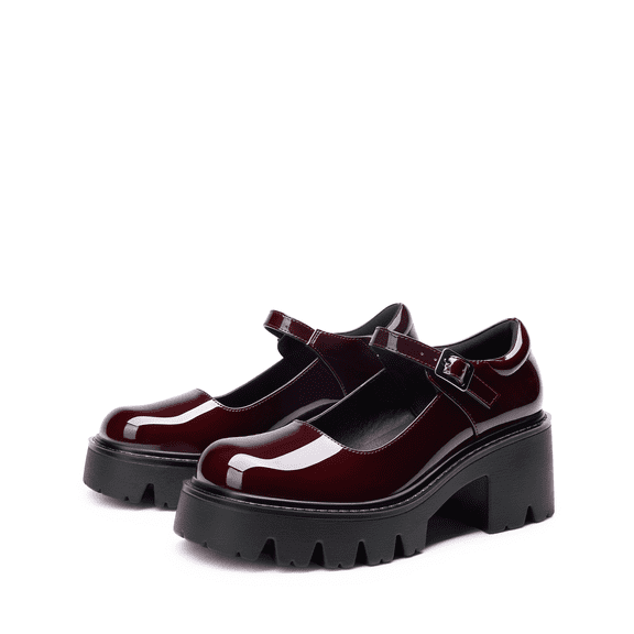 BURUDANI Women's Mary Janes Shoes Platform Dress Low Heel Chunky Pumps Round Toe Ankle Strap Pumps Shoes Oxfords ESTHER