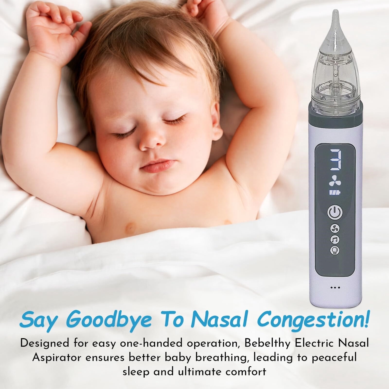 The nasal aspirator for baby has three levels of adjustable suction modes from weak to strong,quickly removes different types of nasal secretions (Choking milk,snot,etc)