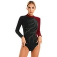 thumbnail image 2 of iiniim Womens Shiny Metallic Rhinestone Leotard Long Sleeve Mock Neck Bodysuit, 2 of 7