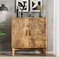 thumbnail image 3 of FANRAL 30" Wide Fluted Sideboard Buffet Cabinet with 2 Doors,Adjustable Shelves,X-Shaped Base Mid Century Modern Storage for Kitchen Living Room Dining Room,Brown Storage Cabinet, 3 of 7