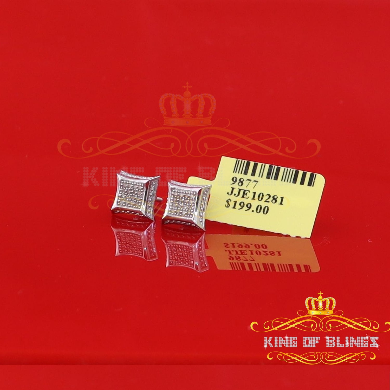 King of Bling's 925 Sterling Silver 0.10ct Diamond Small For Women's & Men's White Kite Earring