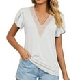 thumbnail image 1 of CEHVOM Women's V- Neck Recreational Short Sleeve Tops, 1 of 9