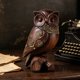 thumbnail image 4 of Wood Grain Resin Owl Figurine With Gold Accents Small Decorative Owl Statue For Living Room Bookshelf Wine Cabinet And Office Sculpture For Home, 4 of 9