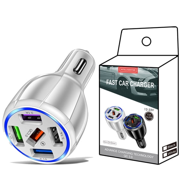 Cargador de coche de carga rápida Qc3.0 3,1 A, un solo arrastre, cinco QC 3.0, cargador de teléfono móvil para coche, cargador de coche de 5 USB