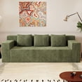 thumbnail image 2 of 71 Inch 3-Seater Sofa, Corduroy Fabric Deep Seat Couch, No Assembly Required, Comfy Loveseat for Living Room Apartment, Antique Green, 2 of 7