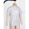thumbnail image 4 of Zaldita Kids Girls Sparkly Metallic Shiny T-shirt Boys Short Sleeves Loose Tee Tops for Dance Performance Costume A Silver 5-6, 4 of 7