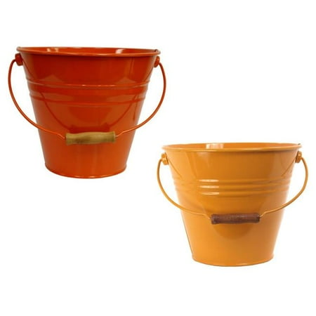 

5202E SAFF-TA S-2 Enameled Galvanized Steel Recycling Bin-Storage Container Saffron & Tangerine - Set of 2
