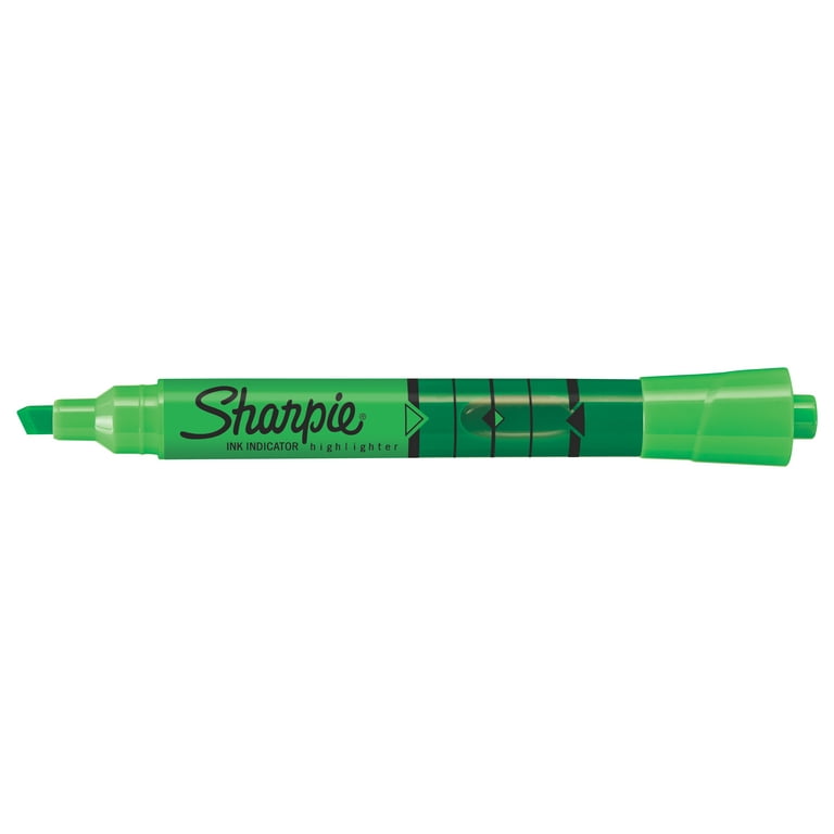 Sharpie® Tank Style Highlighters, Fluorescent Green Ink, Chisel Tip, Green  Barrel, Dozen