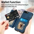thumbnail image 5 of Wallet Case for iPhone 7 / 8/ SE 2020/ SE 2022, Ring Holder Kickstand Retro Premium Leather Credit Card Holder [ RFID Blocking ] Case with Wrist Strap Back Magnetic Clasp Flip, Blue, 5 of 8