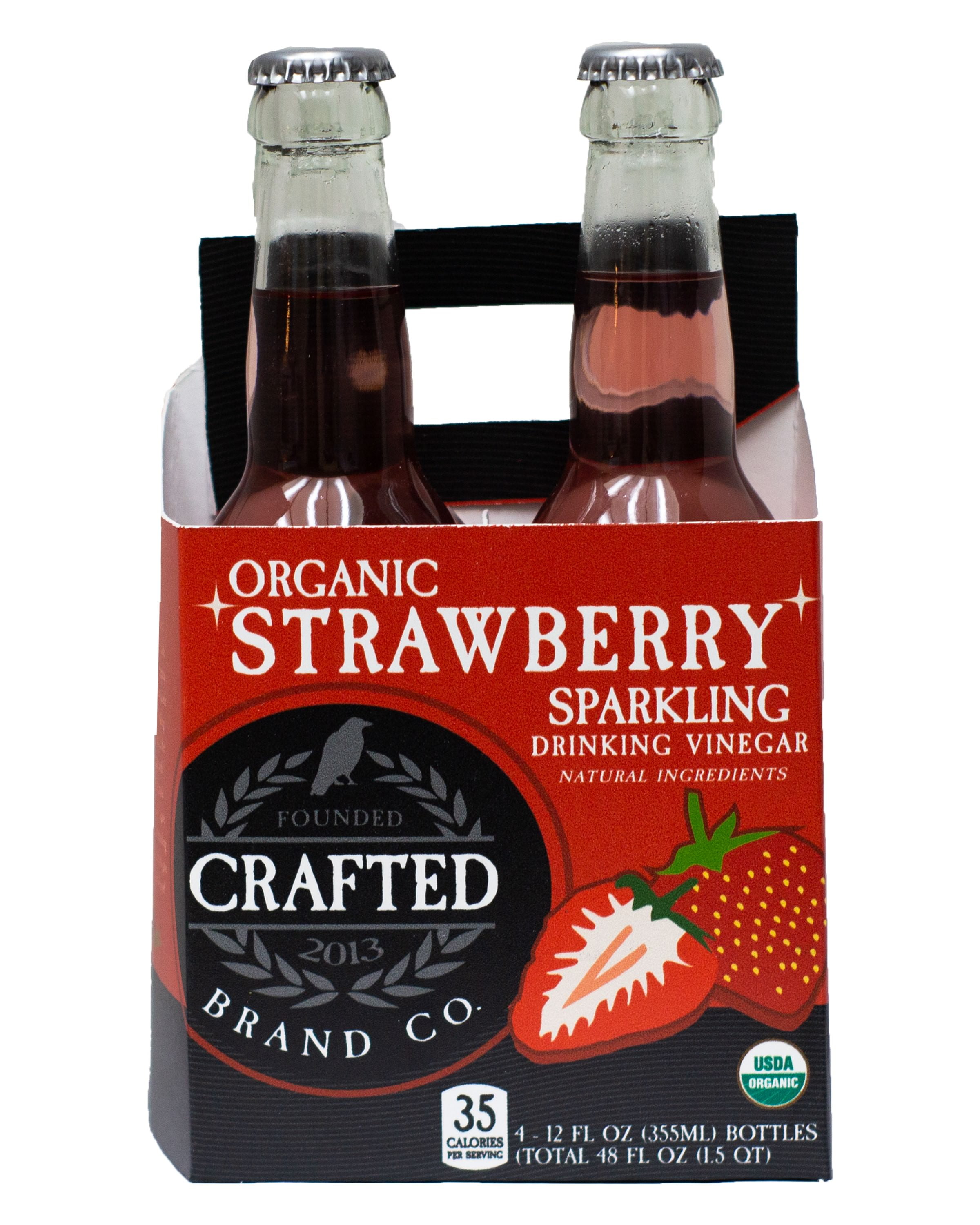 (4 Bottles) Crafted Brand Company Strawberry Drinking Vinegar, 12 Fl Oz