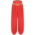thumbnail image 3 of Haitryli Womens Belly Dance Pants Shiny Sequined Bloomers Harem Pants Stage Performance Trousers Red L, 3 of 6