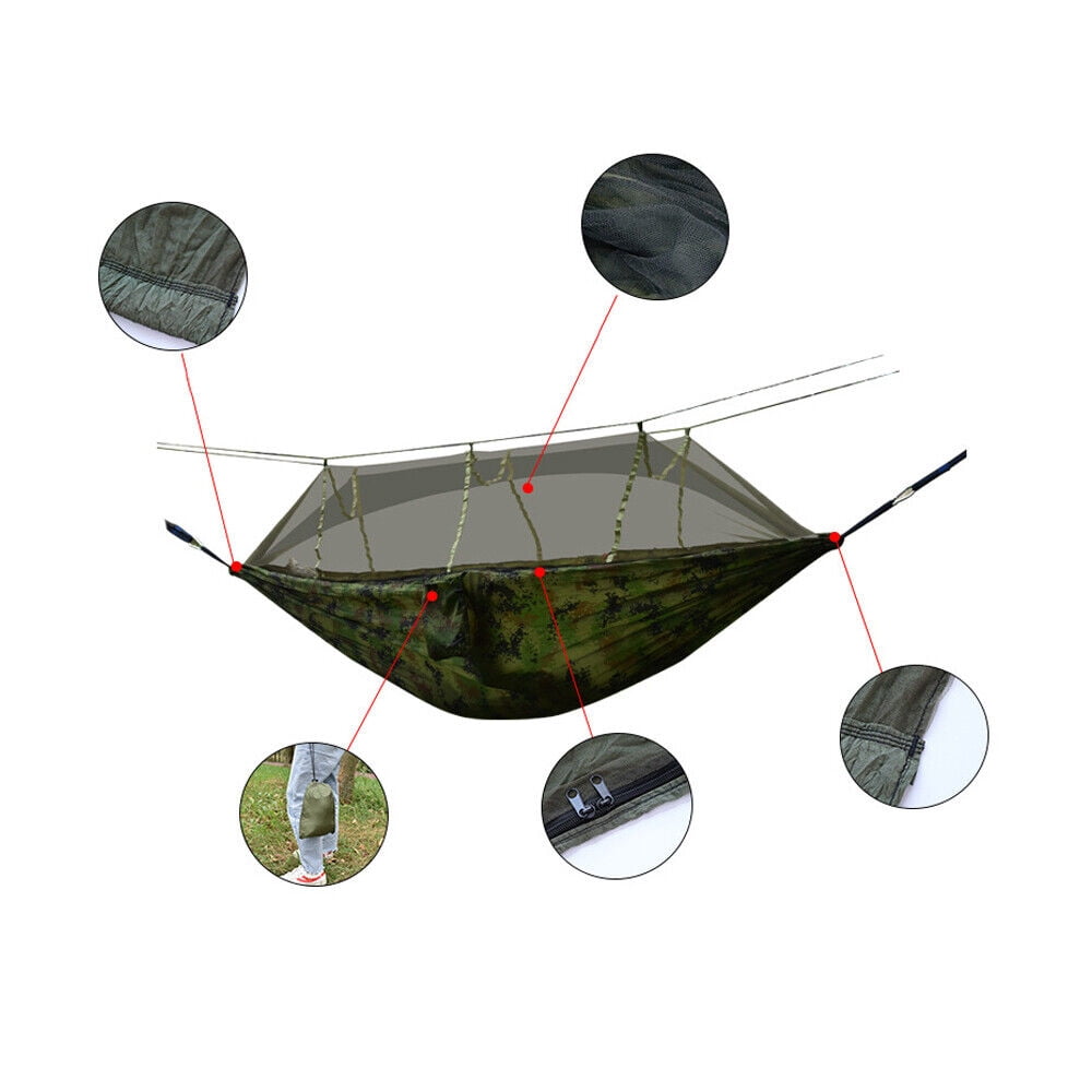 Camping Hammock, Portable Double Hammock with Net, 2 Person Hammock Tent for Outdoor Hiking Travel