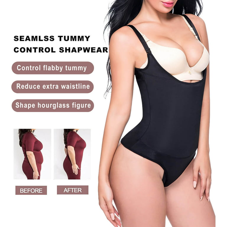 VASLANDA Shapewear for Women Tummy Control Fajas Colombianas Thong Body  Shaper Open Bust Bodysuit 