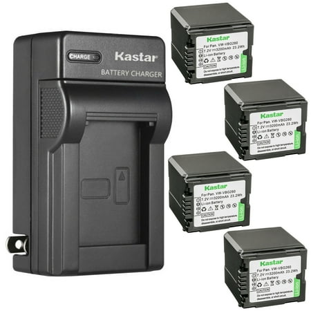 Kastar 4-Pack VW-VBG260 Battery and AC Wall Charger Replacement for Panasonic DMW-BLA13 DMW-BLA13A DMW-BLA13AE VW-VBG070 VW-VBG070-K VW-VBG070PPK VW-VBG130 VW-VBG130-K VW-VBG130PPK VW-VBG260