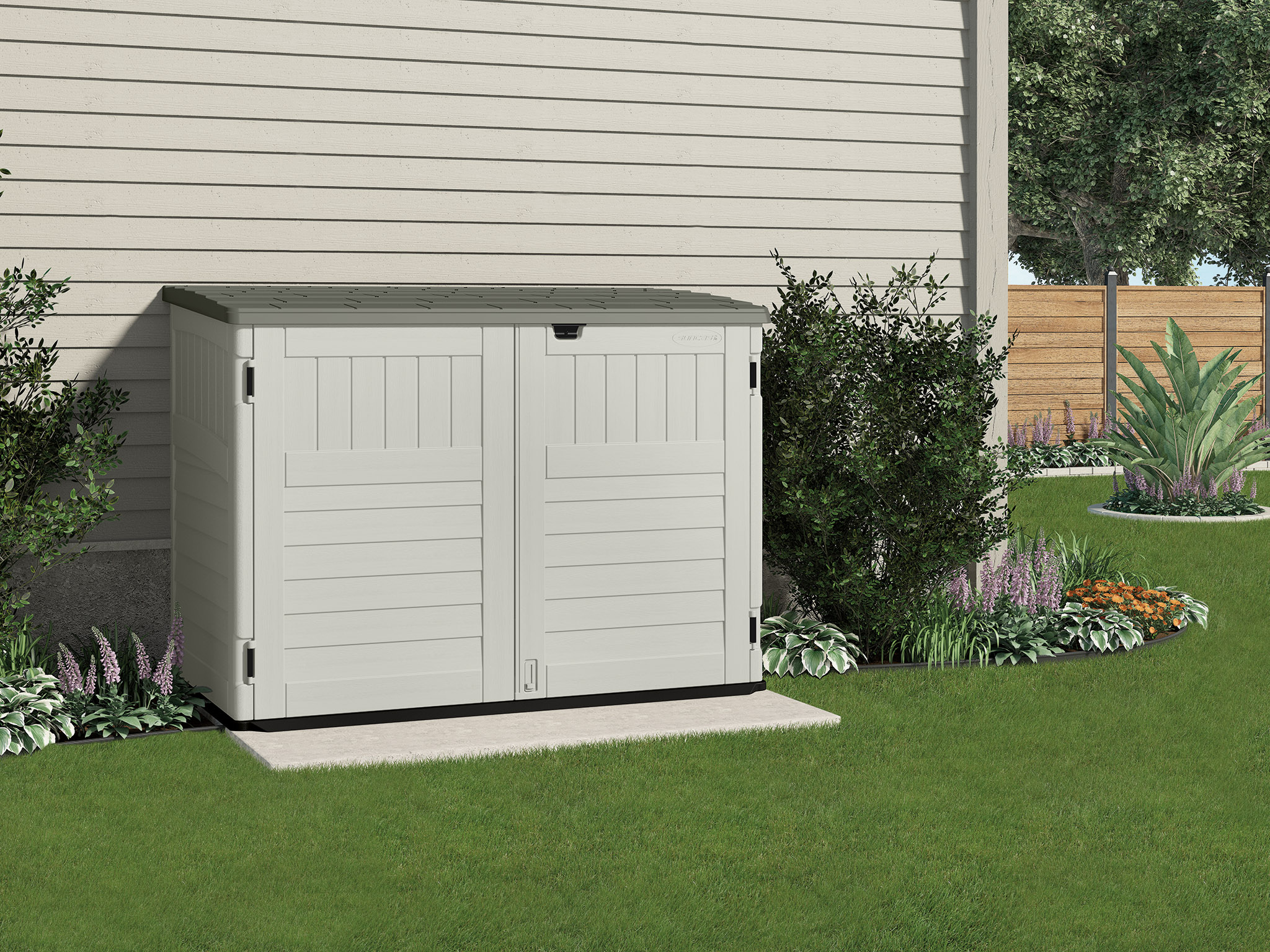 Suncast Plastic Storage Shed, Off-White and Gray, 44.25 in D x 52 in H x 70.5 in W - image 2 of 7