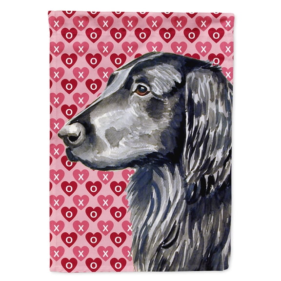Carolines Treasures LH9141-FLAG-PARENT Flat Coated Retriever Hearts Love and Valentines Day Portrait Flag  multicolor