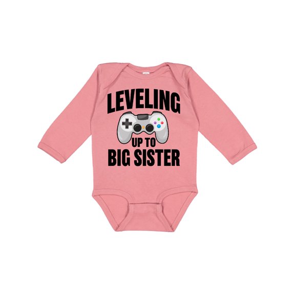 Inktastic Leveling Up to Big Sister Girls Long Sleeve Baby Bodysuit