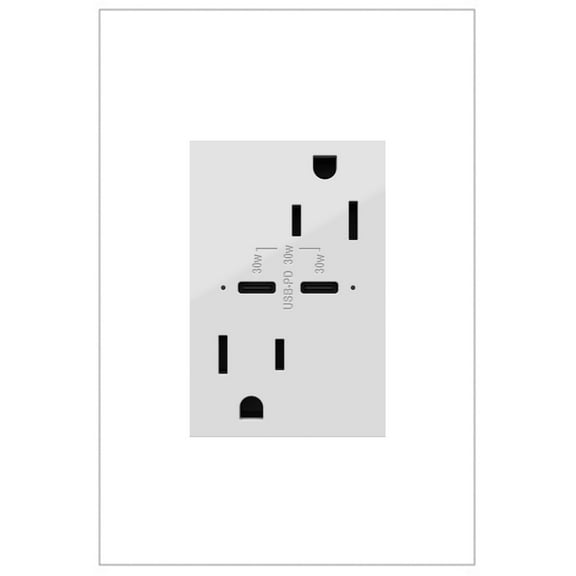 adorne 15A Tamper-Resistant Ultra-Fast Plus Power Delivery USB Type-C/C Outlet ǀ Legrand