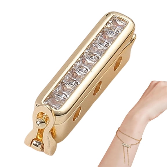 2 Pack Necklace Shortener Clasp 1.9x0.4cm 3 Row Metal Jewelry Adjuster Clip for Bracelet Necklace