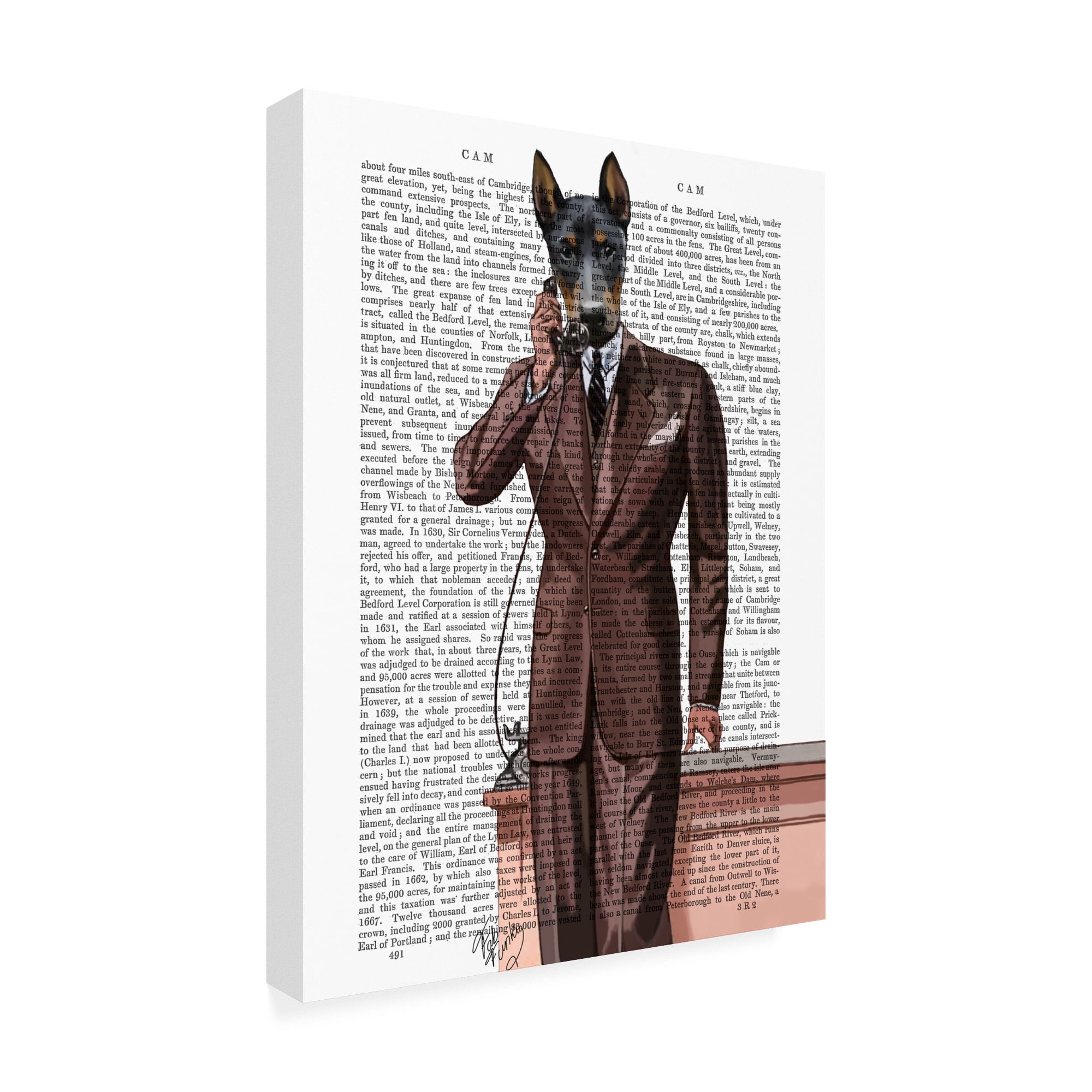 Trademark Fine Art 'Doberman on Phone' Canvas Art by Fab Funky