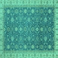 thumbnail image 1 of Ahgly Company Indoor Square Oriental Turquoise Blue Traditional Area Rugs, 5' Square, 1 of 4