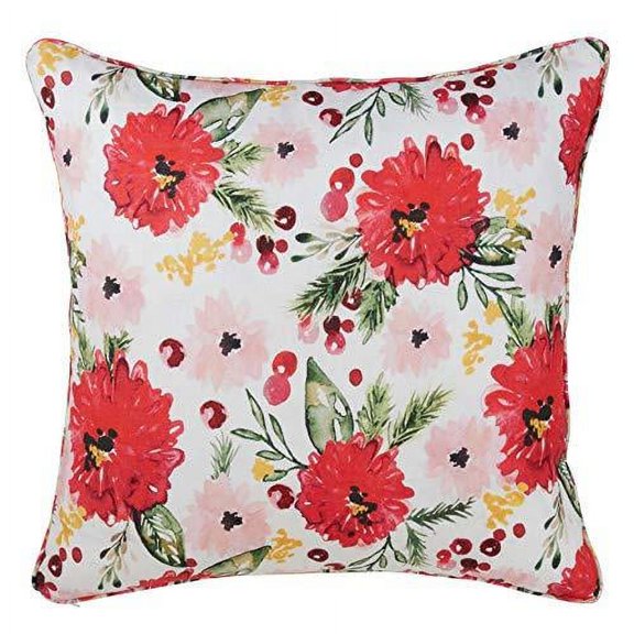 Fennco Styles Luxury Holiday Wild Floral 100% Pure Linen, 20"x20" Filled Throw Pillow