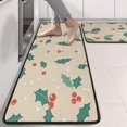 thumbnail image 2 of Kitchen Rugs Sets Of 2,Beige Christmas Holly Pattern Anti Fatigue Kitchen Mat Rugs Non Slip Washable,Decorative Kitchen Floor Mats for Kitchen,Sink,Laundry,17"x47"+17"x47", 2 of 5