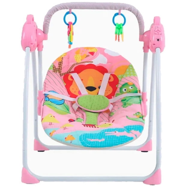SILLA MECEDORA PARA BEBE IMPORTACIÓN COLUMPIO PORTÁTIL LEÓN ROSA