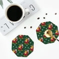 thumbnail image 3 of Bingfone Vintage Vintage Santa Skiing Green Plaid Leather Drinks Coasters with Set of 6,Suitable for Home Kitchen,Coffee Cup Coasters Home Gift, 3 of 7