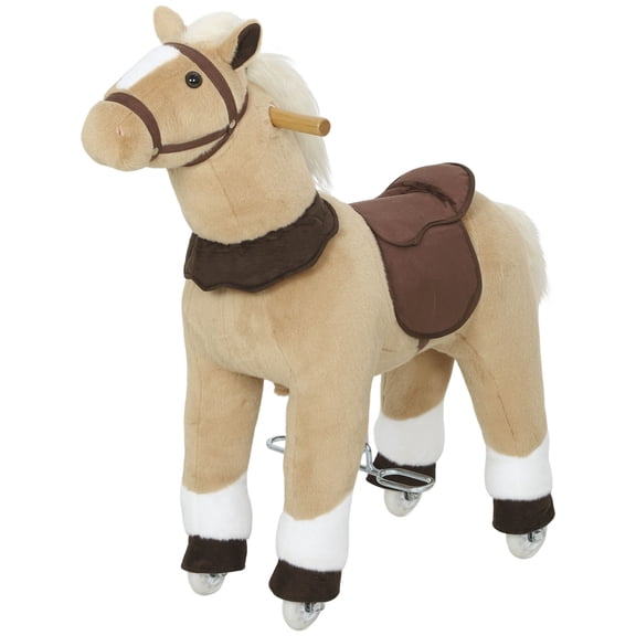 Ride on Horse, Plush Riding Pony for Ages 3-5, Walking Horse Animal with Wheels for Active Play, Brown