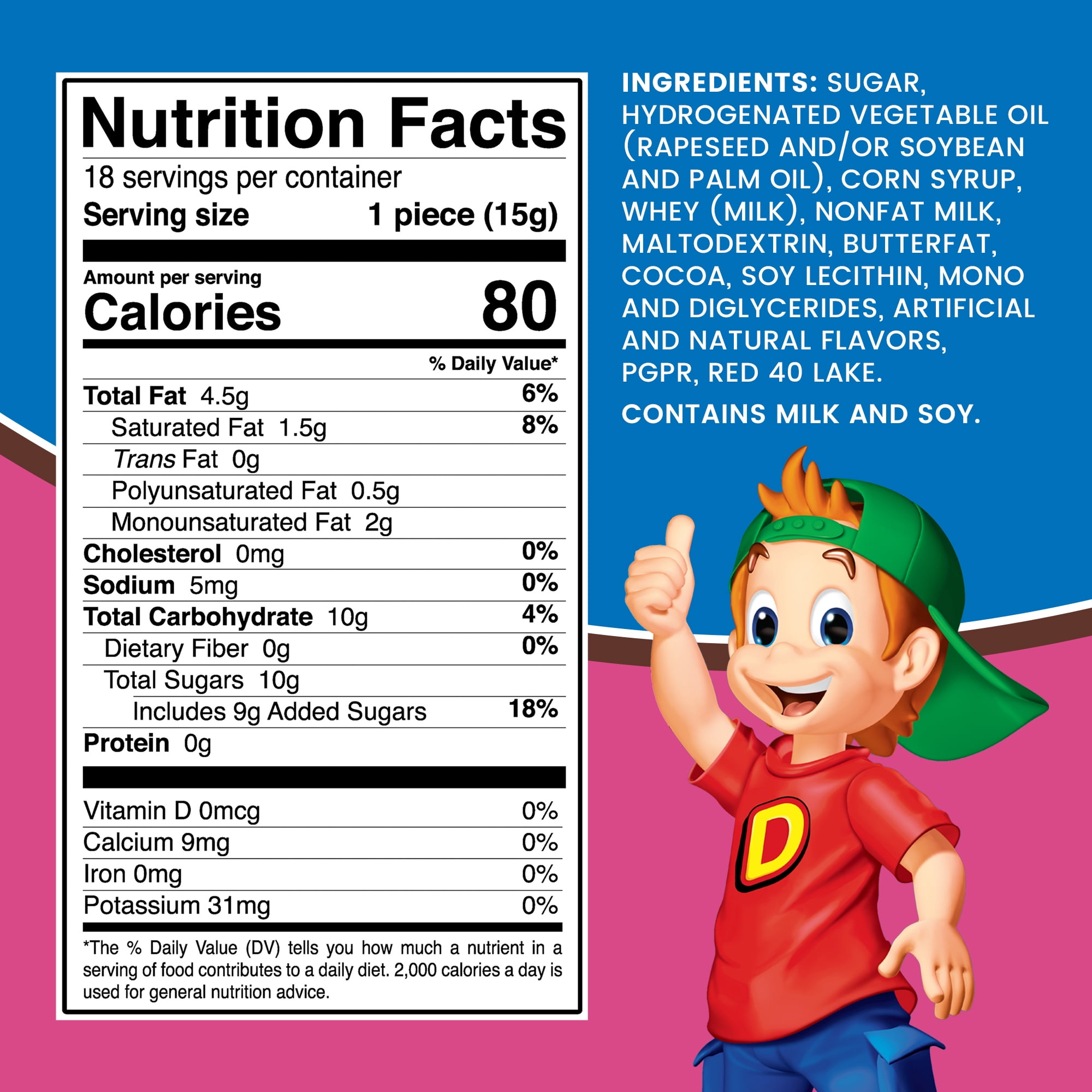 (5 pack) Ricolino Duvalin Hazelnut and Strawberry Candy Spread, 9.36 oz, 18 Count Box