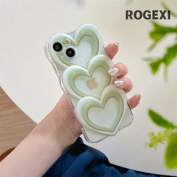 Estuche para teléfono con corazón de amor púrpura 3D coreano, estuche de silicona transparente, estuches lindos, iPhone 14, 11, 12, 13 Pro Max, 14Pro zhangmengya LED