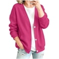 thumbnail image 4 of Guluxicc Women's Oversized Jackets Loose Button Down V Neck Long Sleeve Solid Casual Jackets with Pockets for Everyday Fall Winter, 4 of 5