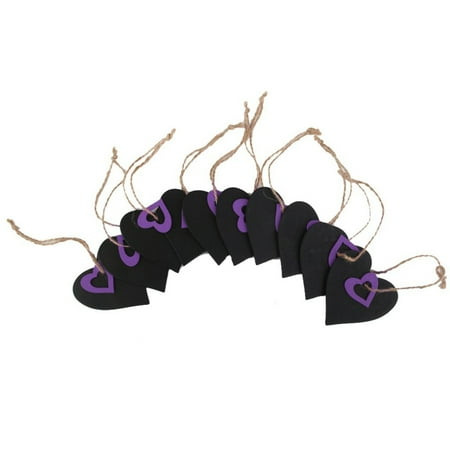 

10pcs Mini Heart Shape Hanging Wooden Blackboard Gift Price Tags (Purple)