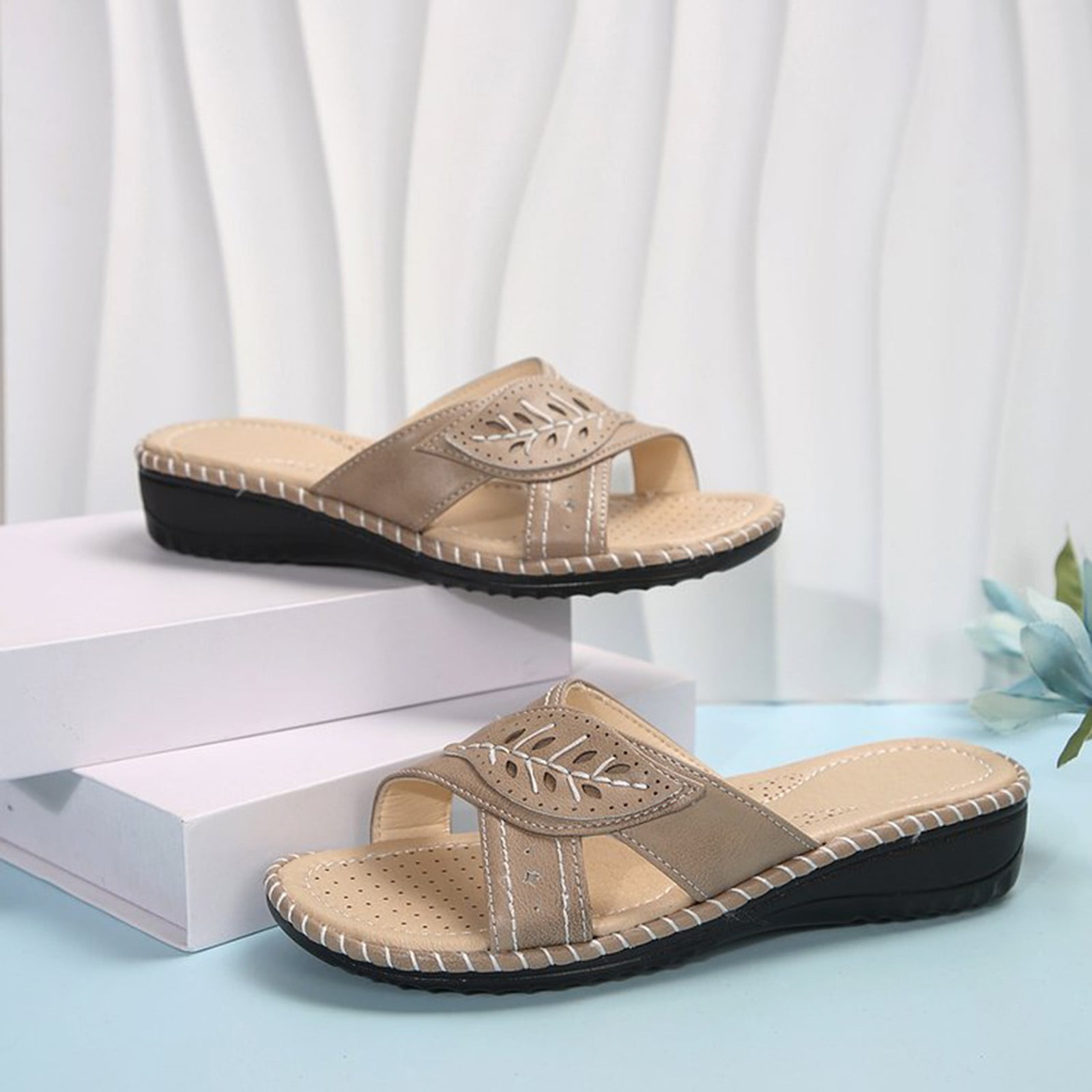 Women s Sandals Female Sandal Adult Womens Shoes Dress Sandals Women Shoes Summer New Casual Round Head with Hollow High Heels Women s Sandals for Women Earth Spirit Khaki 8 Walmart