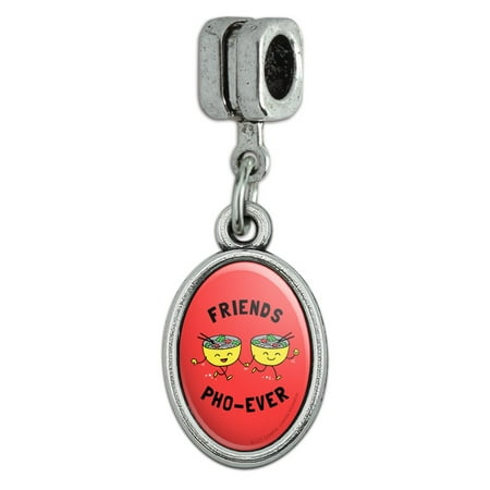 Friends Pho-Ever Forever Noodle Soup Funny Humor Italian European Style Bracelet Oval Charm (Best Friends Forever In Italian)