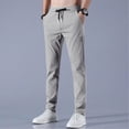 thumbnail image 2 of LWavelet Straight Leg Pants for Men Drawstring Elastic Waist Casual Pants Slim Fit Summer Breathable Sports Mens Joggers with Pockets, 2 of 5