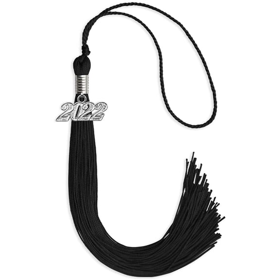 Black Graduation Tassel with Silver Date Drop