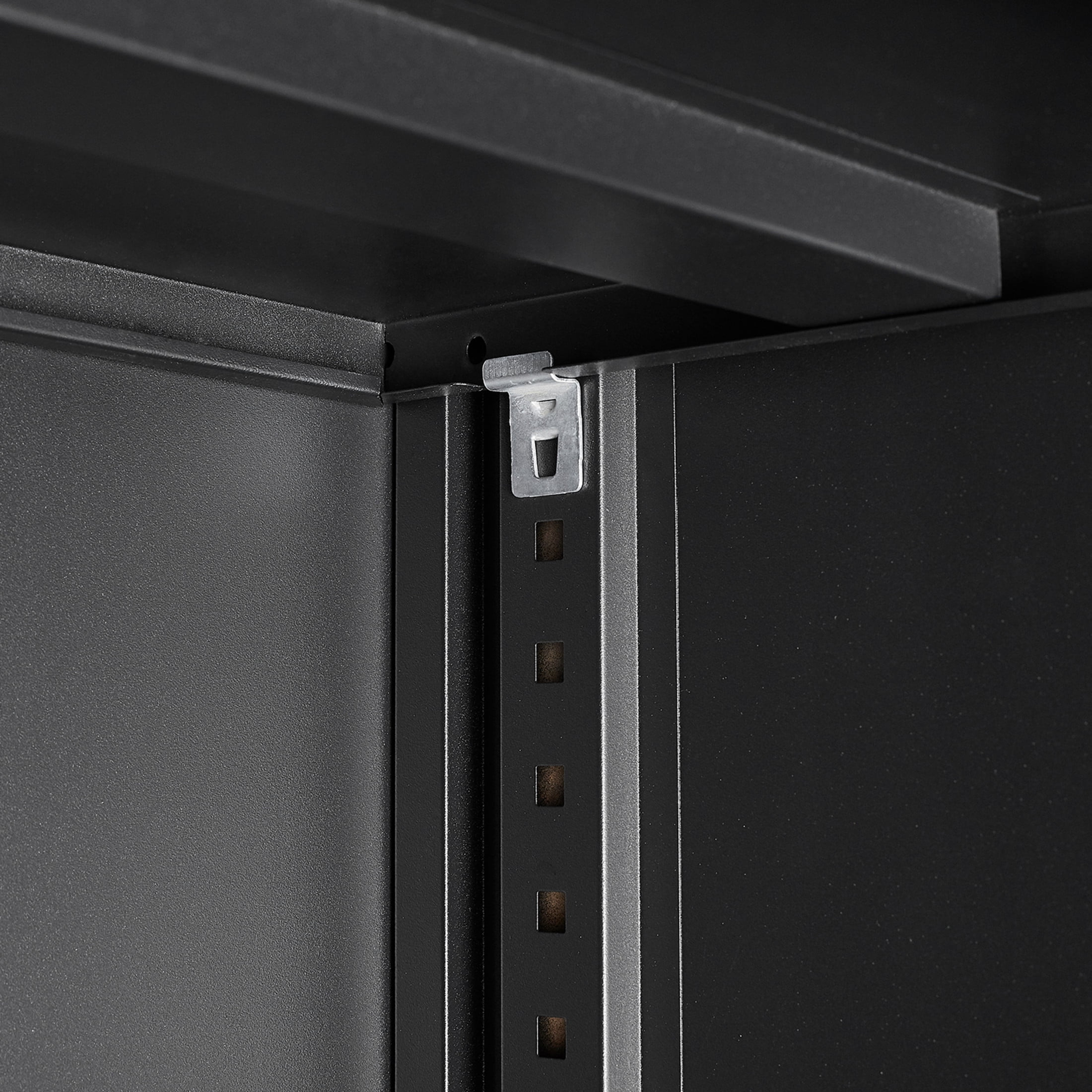Noble House 42" Metal Folding Storage Cabinet with Locking Doors, Adjustable Shelf for Home Office, Black