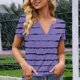 thumbnail image 4 of Camisetas de Manga Corta para las Mujeres Casual Impresa No Estructurada Botón-Arriba Cuello Redondo Camiseta, Camisetas de Manga Corta de las Mujeres Casual Blusa Vintage, 4 of 6