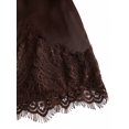 thumbnail image 6 of Brown Satin Mini Skirt With Intricate Lace Trim, Elegant A-Line Design For Women, 6 of 7