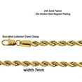 thumbnail image 3 of Dubai Collections Gold Chain Necklace Rope Lobster Clasp Chunky Diamond Real Plated for Men Women USA Made 24k 7mm - 22", 3 of 6