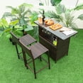 thumbnail image 4 of Costway Patio 3PCS Wicker Bar Set Height Table Two Stools with 3 Rows Stemware Racks Garden, 4 of 10