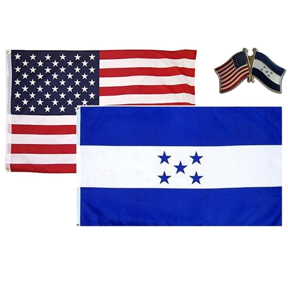 Wholesale Combo USA & Honduras Country 3x5 3’x5’ Flag & Friendship Lapel Pin